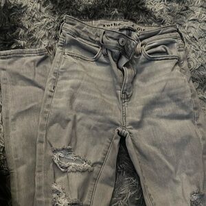 American eagle grey washed color skinny jeans ripped